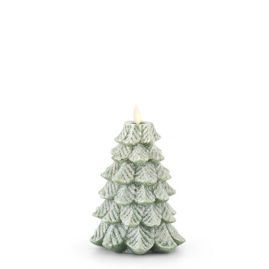 Luminara Green Snowy Tree Candle