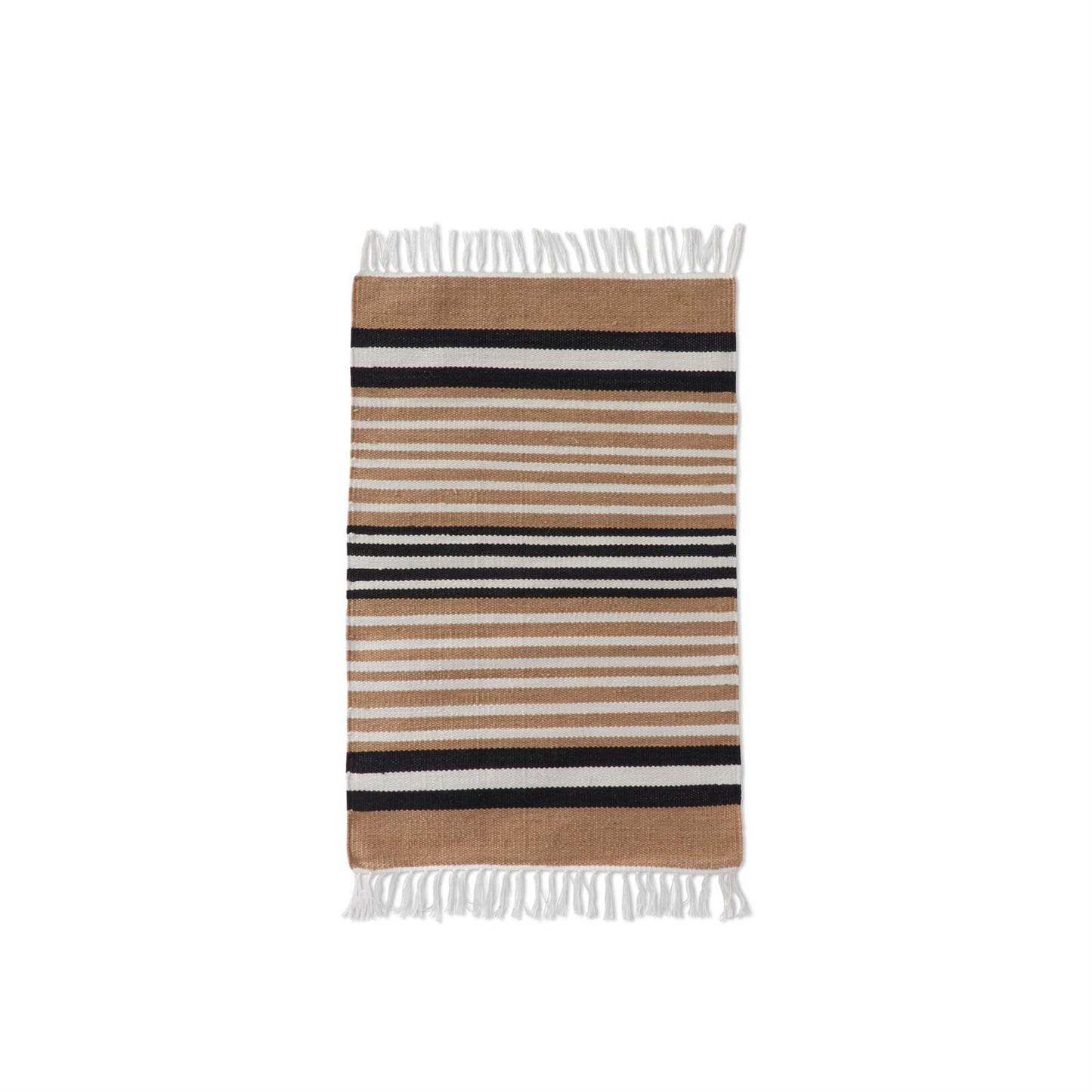 Handcrafted Cream, Tan & Black Rug