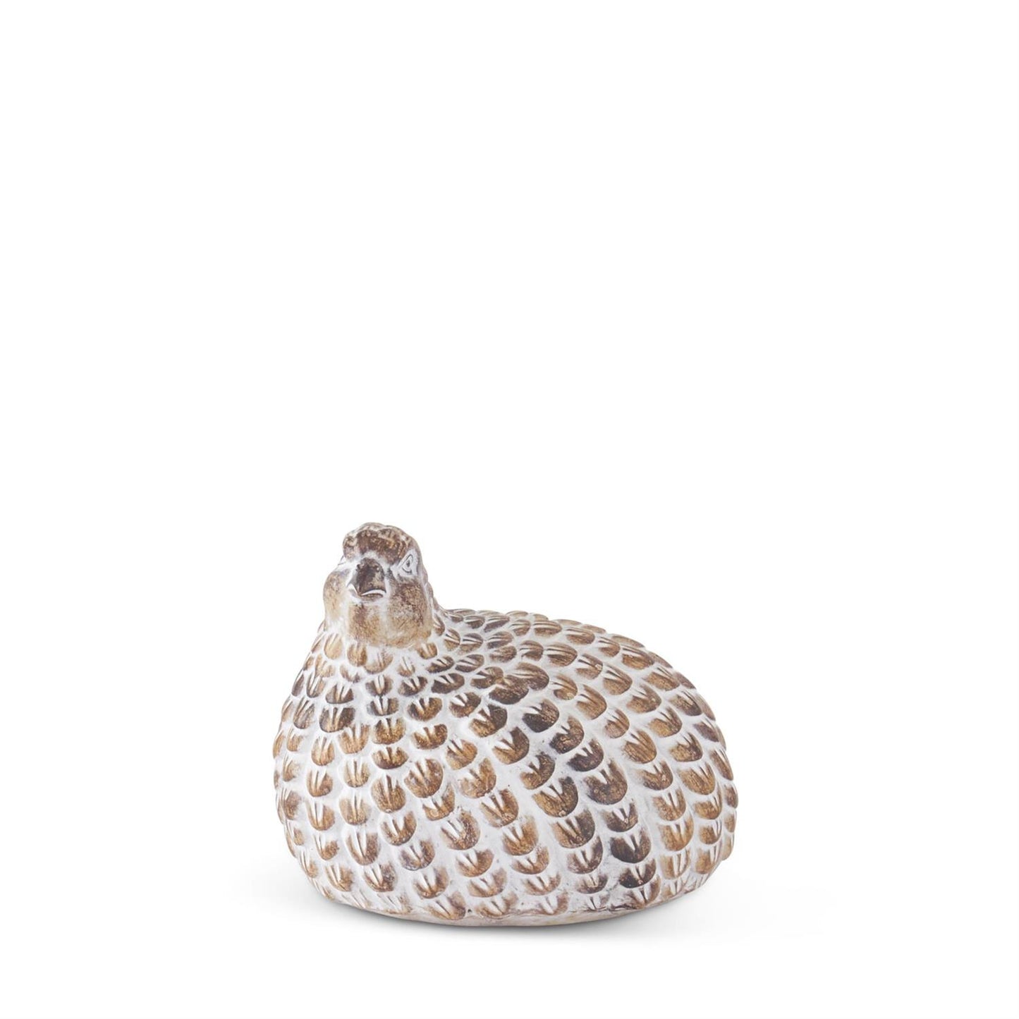 Resin quail figurine with a carved look