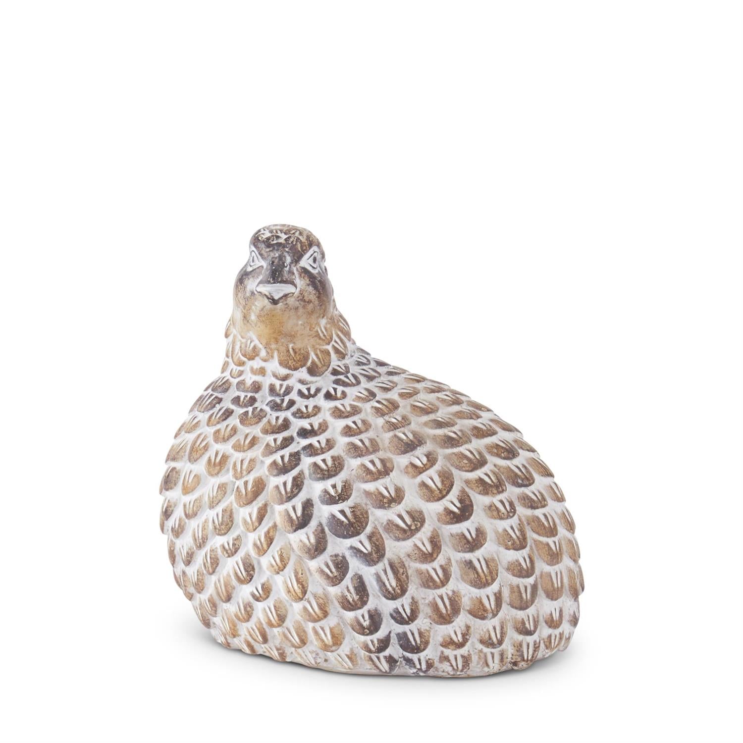 Resin quail figurine with a carved look