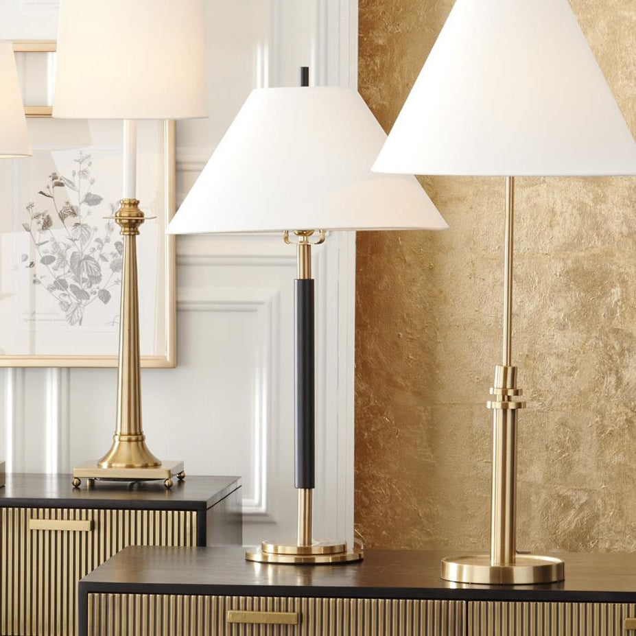 Black and Antique Brass  Metal Lamp