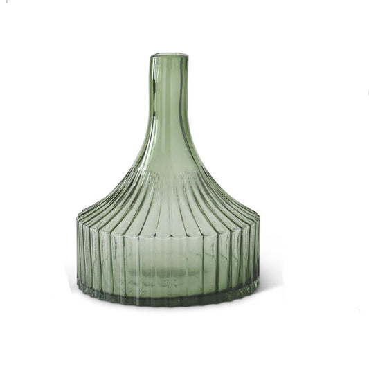 Green Ribbed Vase Medium