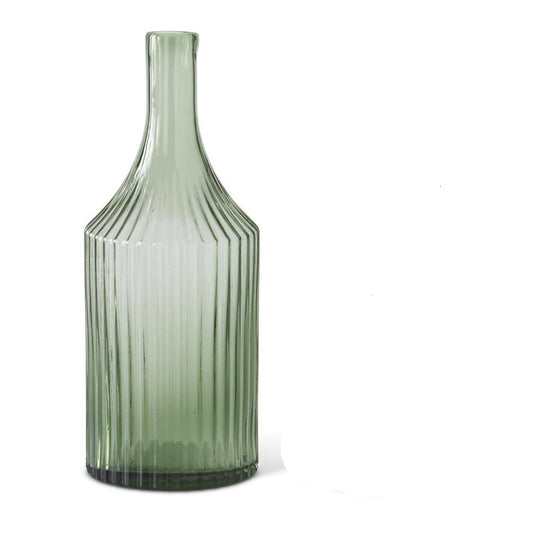 Green Ribbed Vase Large