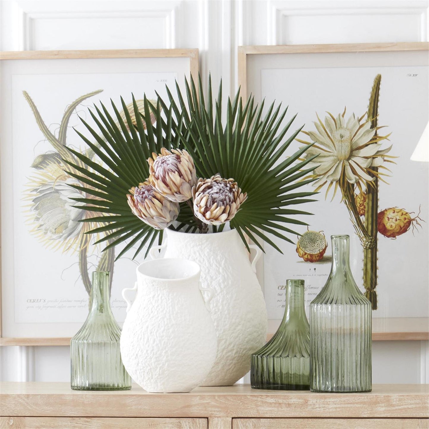 Green Ribbed Vase Medium
