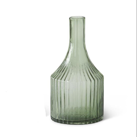 Green Ribbed Vase Small