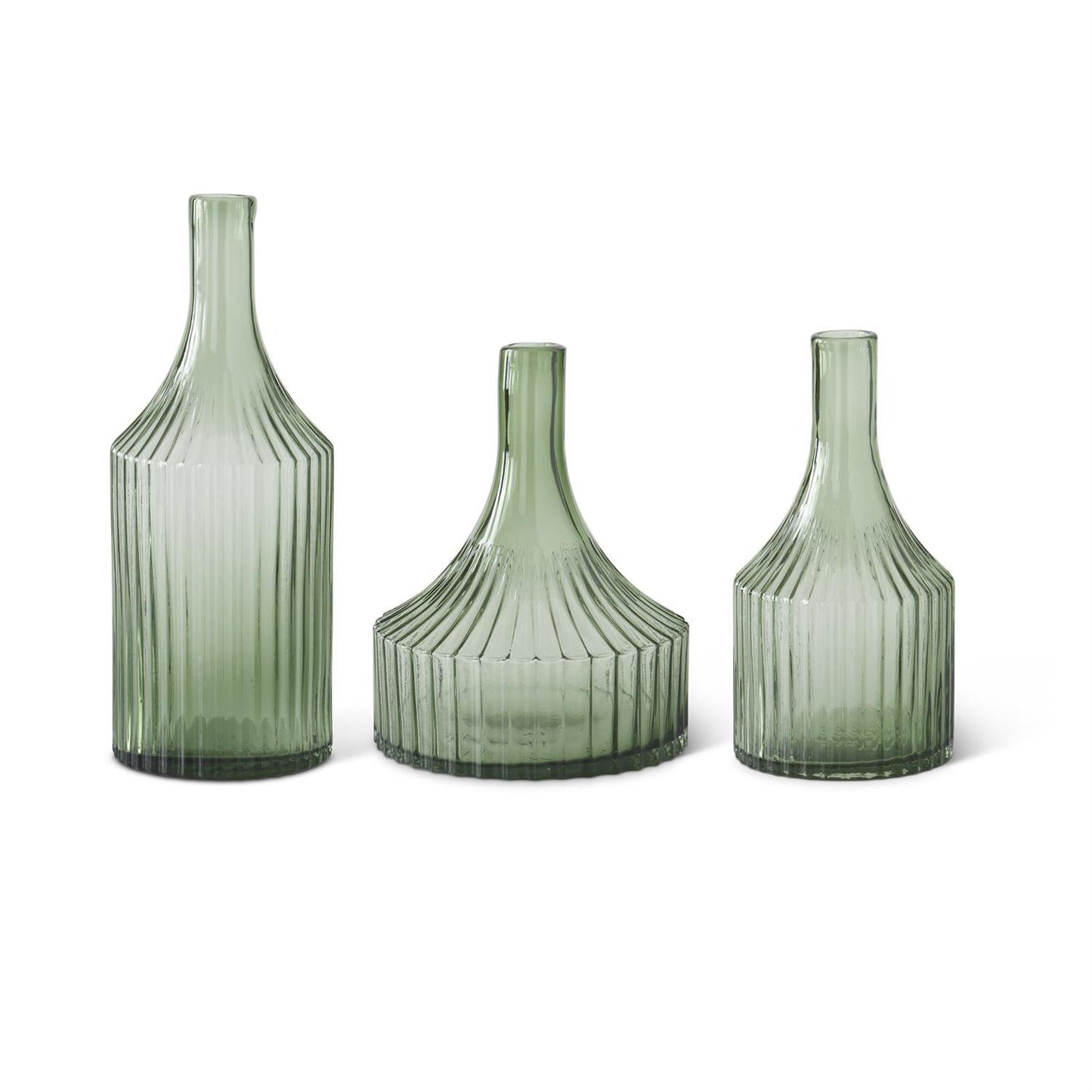 Green Ribbed Vase Medium