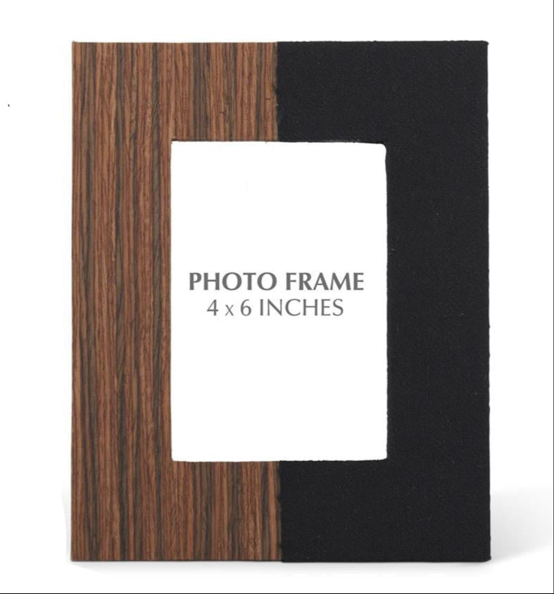 Wood & Black Fabric Frame 4x6