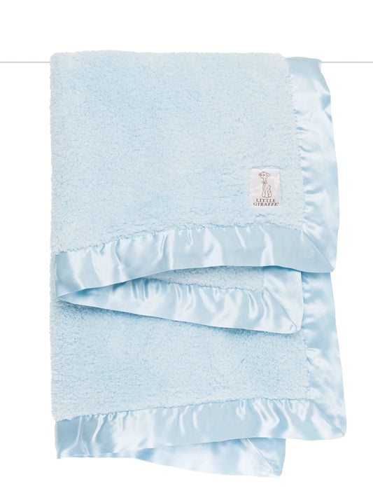 Little Giraffe Chenille Baby Blanket Blue