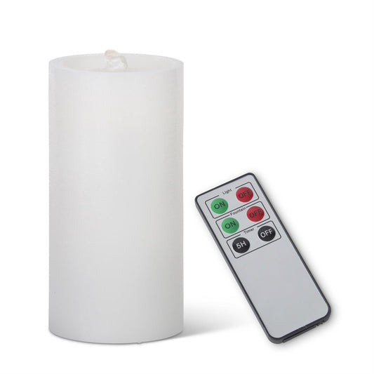LED Wax Pillar Water Candle w/Timer White