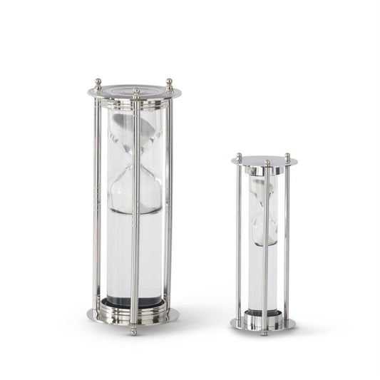 Silver Metal and Glass Hourglass Large