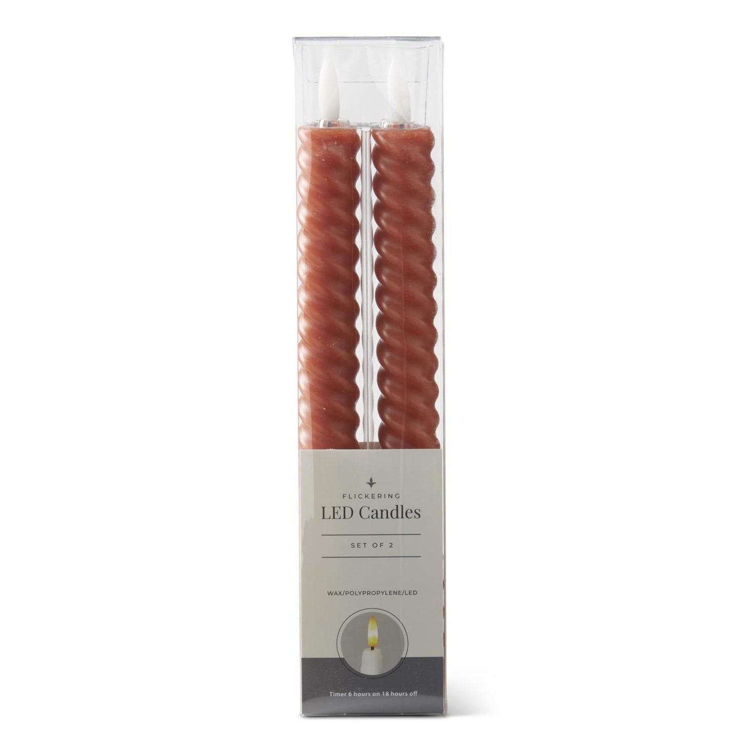 9.75in Rust Spiral LED Taper Candles