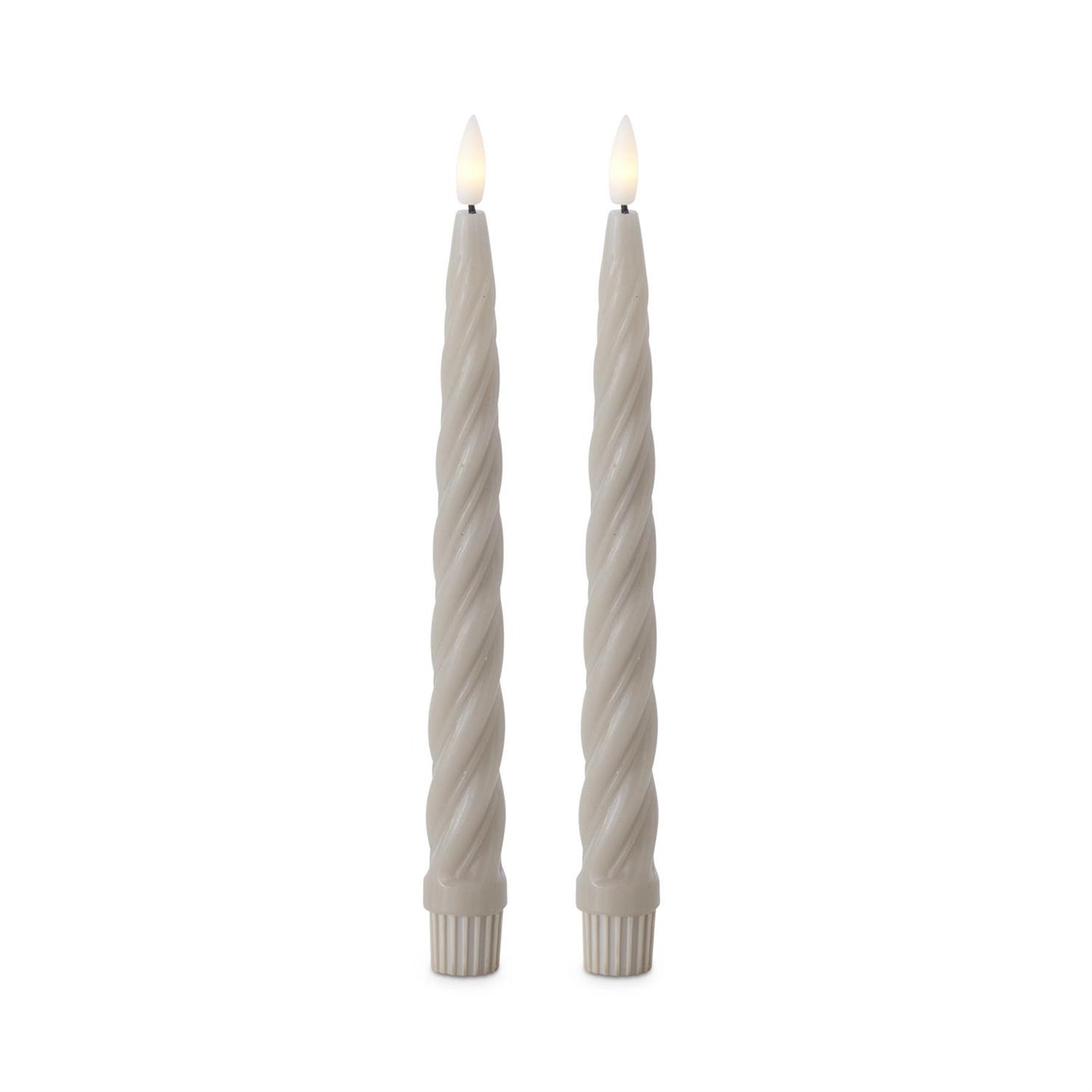 LED Spiral Taper Candles Taupe