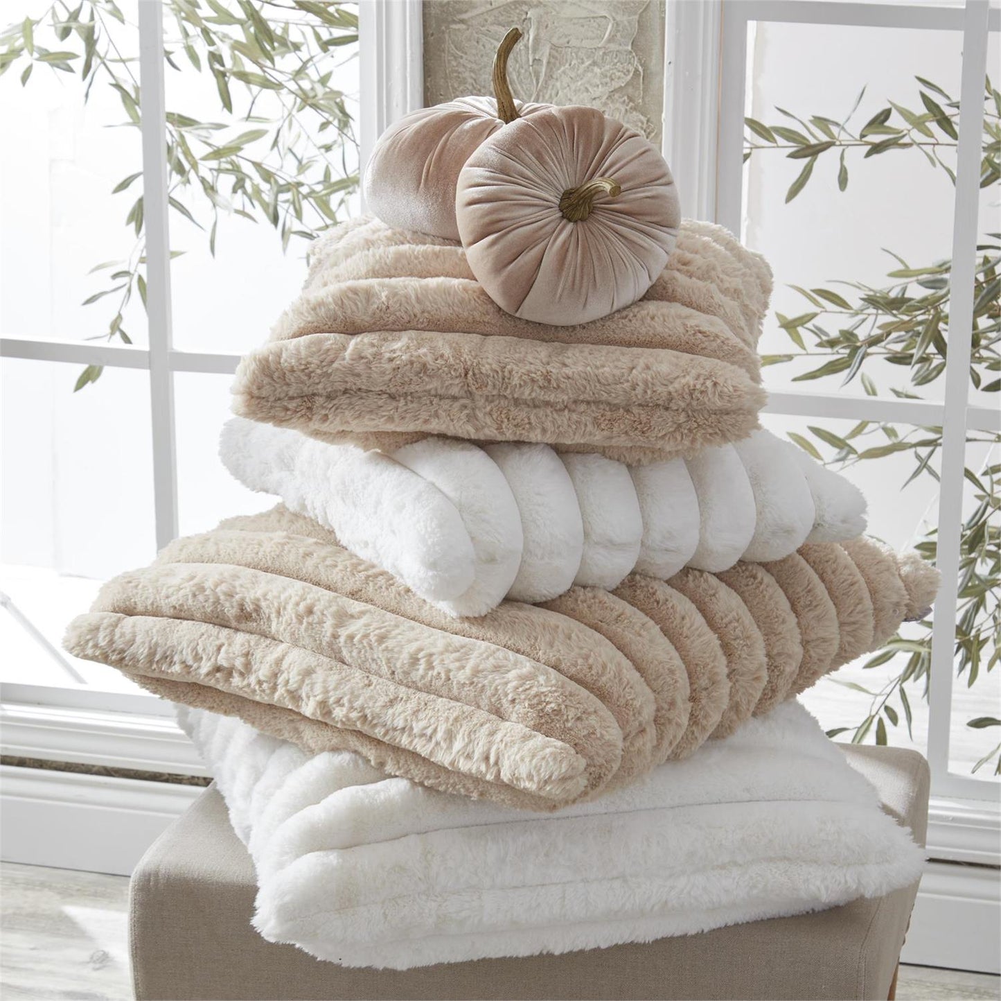 Cream Faux Fur Pillow