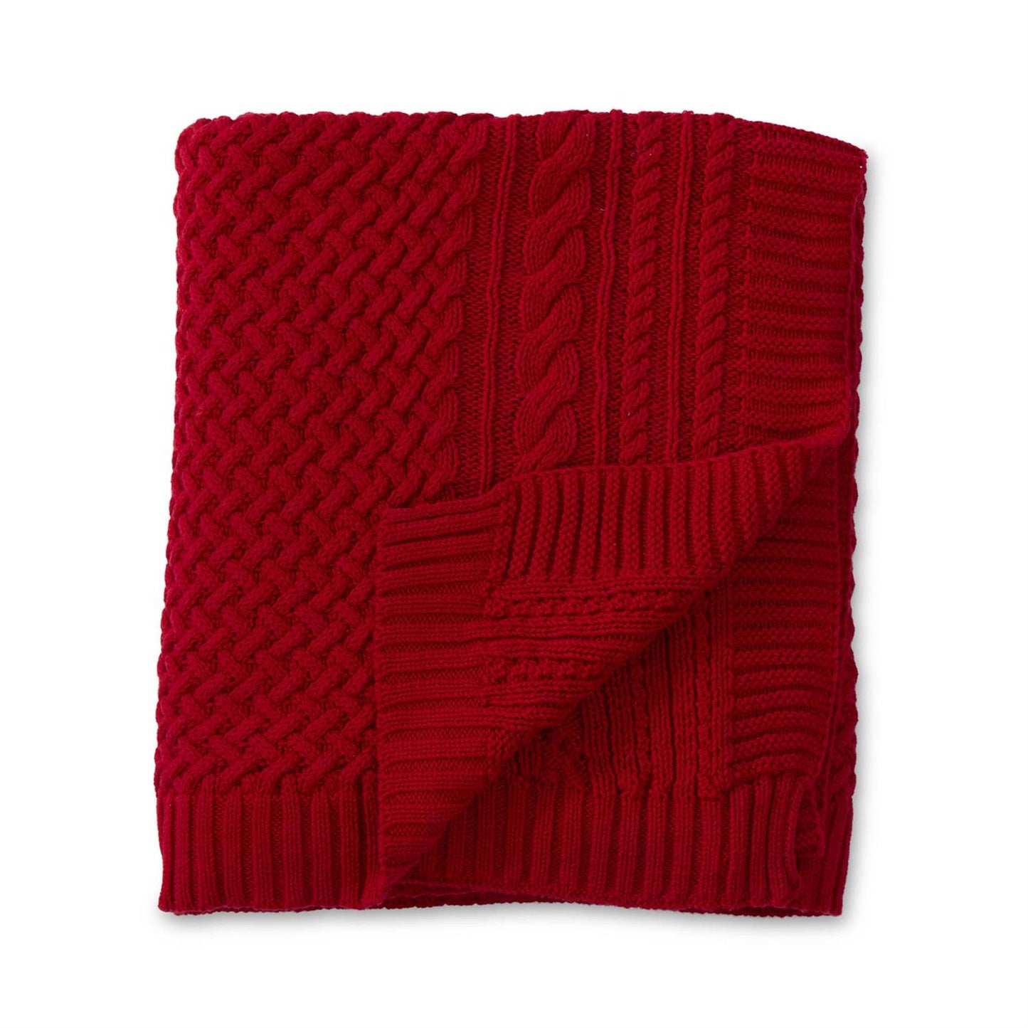 Red Cable Knit Throw