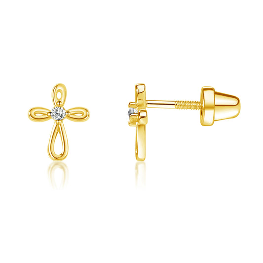 Gold Infinity Cross Earrings