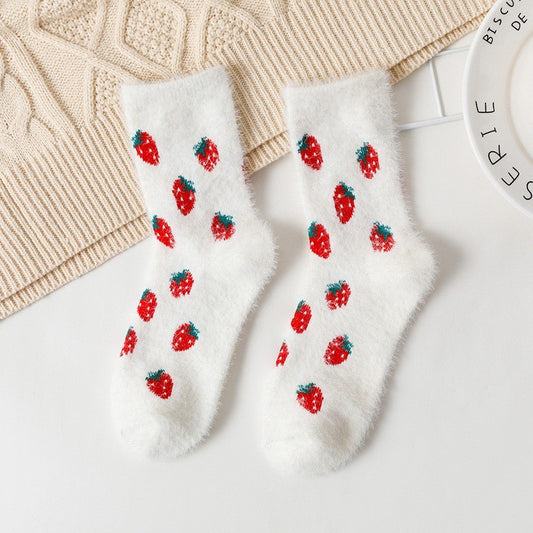 Fleece Fuzzy Socks Strawberry