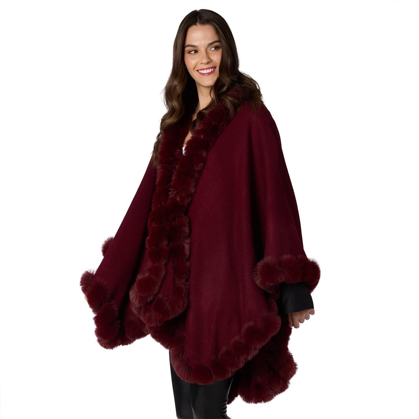 SALE Burgundy Faux Fur Wrap