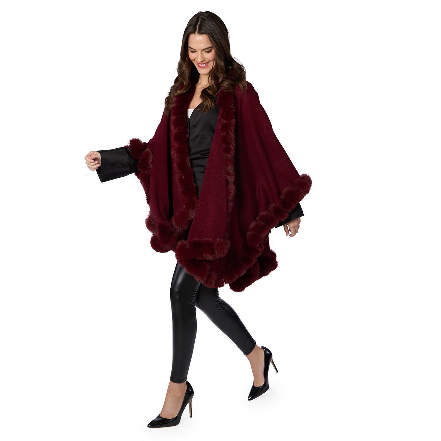 SALE Burgundy Faux Fur Wrap