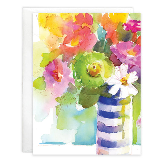 Gina B. Striped Flower Vase Note Cards