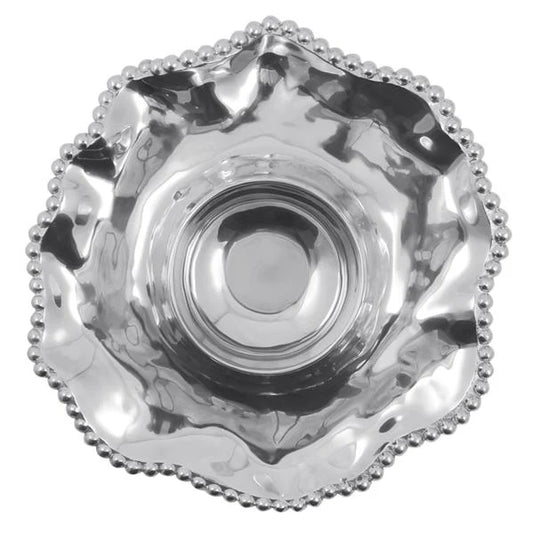 Wavy pearled recycled aluminum chip and dip from mariposa