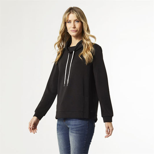 Hilarie Cowl Neck Top with Side Zipper S/M