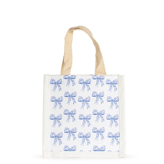 Grace Bow Petite Tote White/Blue