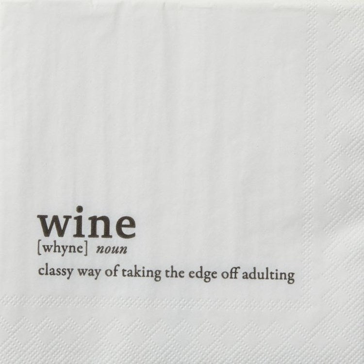 Black and White Beverage Napkin Wine
