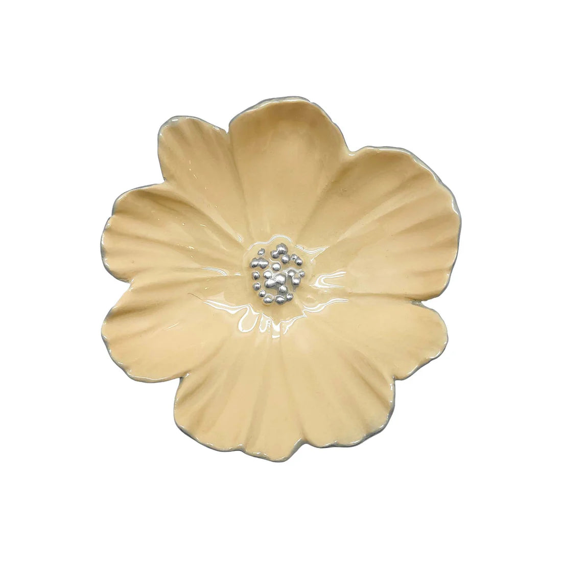 yellow cosmos dip dish made of recycled aluminum