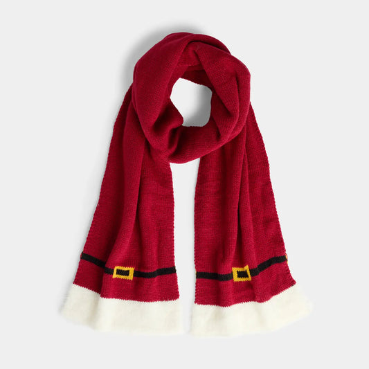 Santa Belt Knit Scarf Red