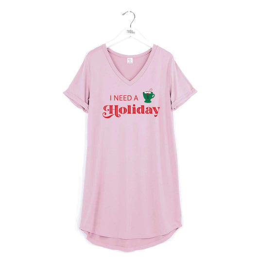 Hello Mello Pink I Need a Holiday Sleep Shirt L/XL