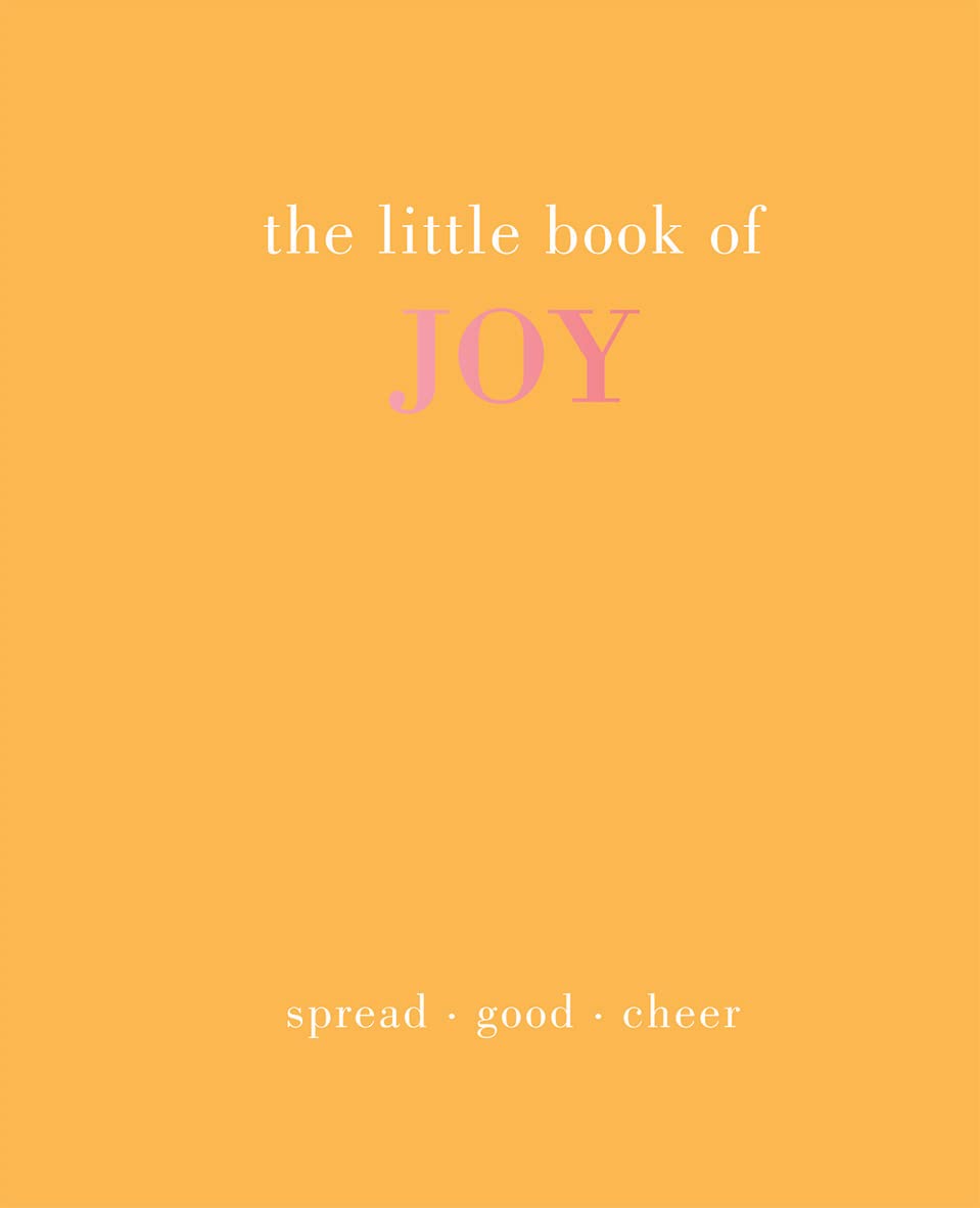 Book cover of 'the little book of JOY' with a yellow background and pink text.