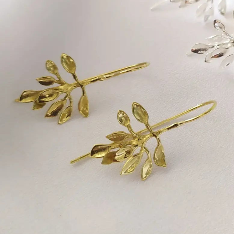 Gold Hook Leaf Earrings