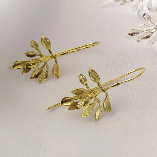 Gold Hook Leaf Earrings
