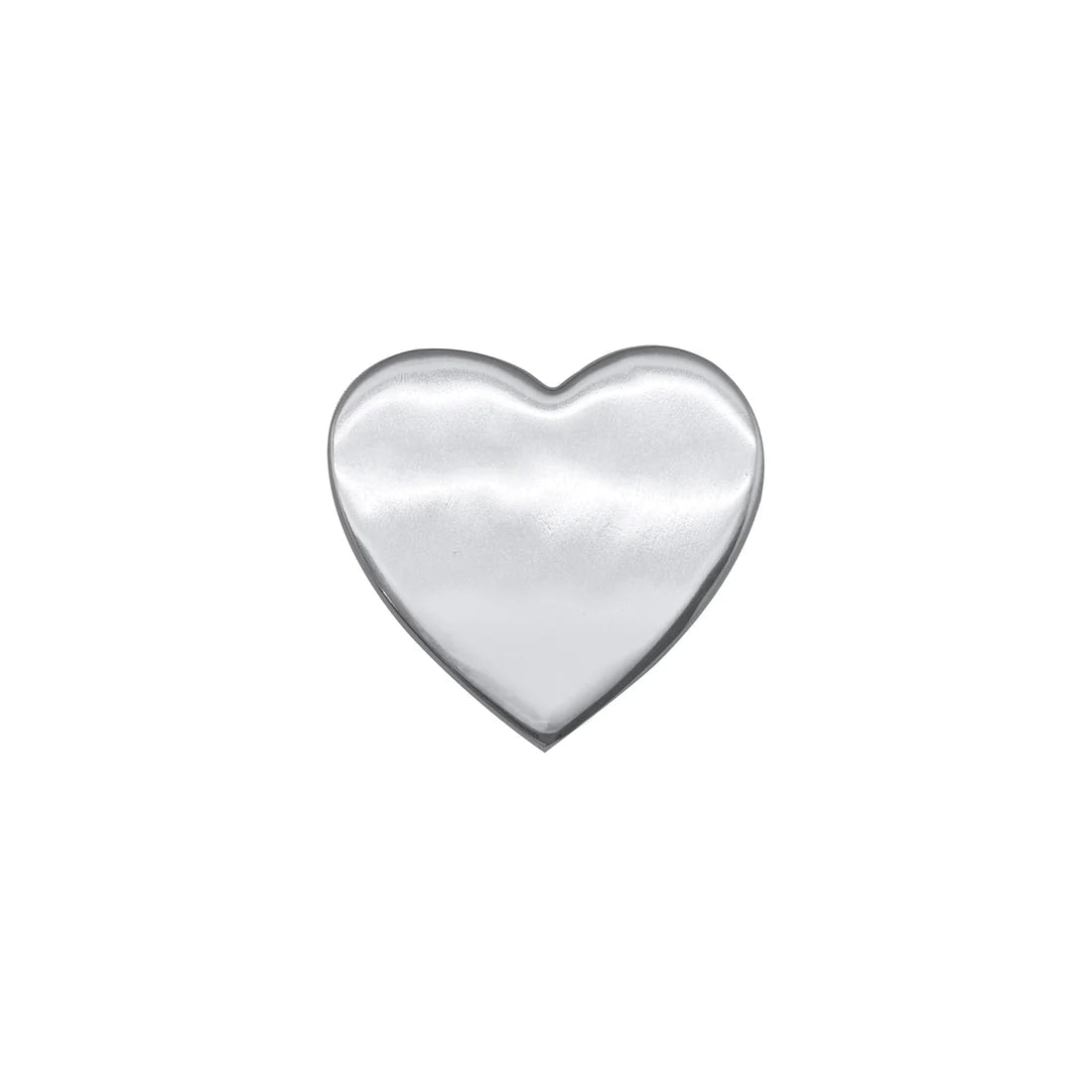 Silver heart-shaped napkin weight on a white background
