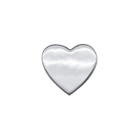 Silver heart-shaped napkin weight on a white background
