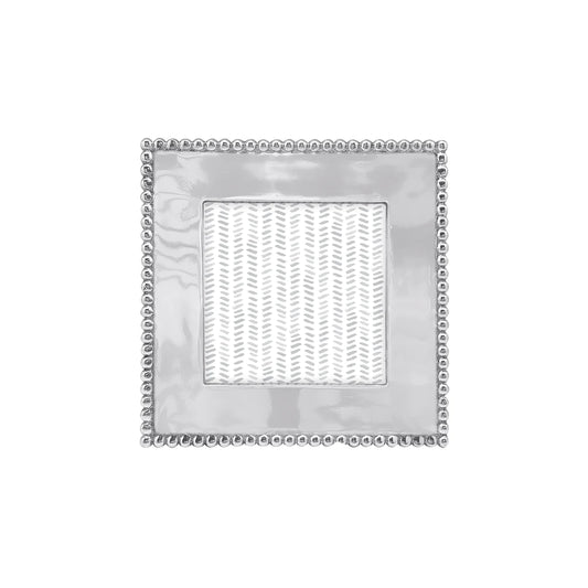 A silver-colored beaded 4x4 picture frame 