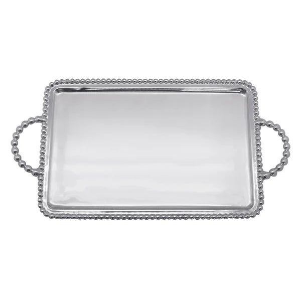 Mariposa beaded rectangular serving tray with handles