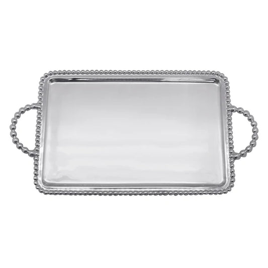 Mariposa beaded rectangular serving tray with handles