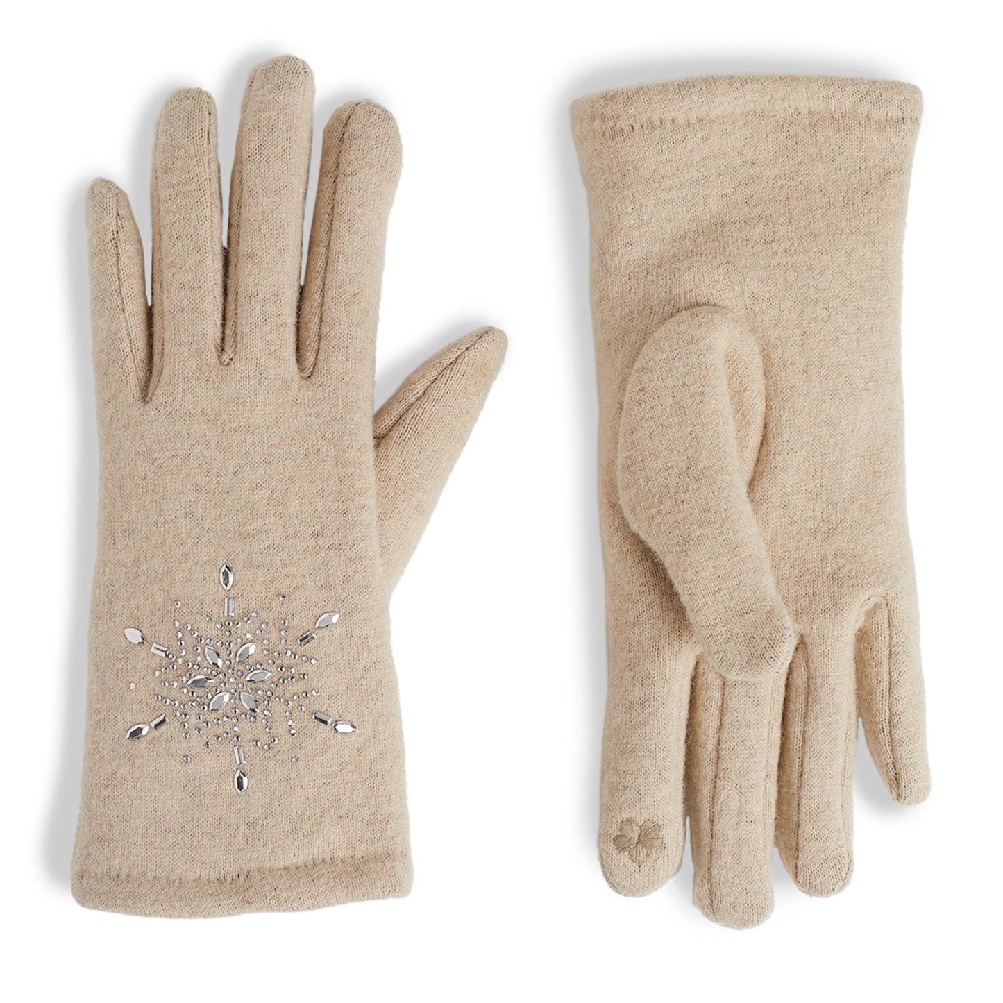 Snowflake Touchscreen Gloves Cream