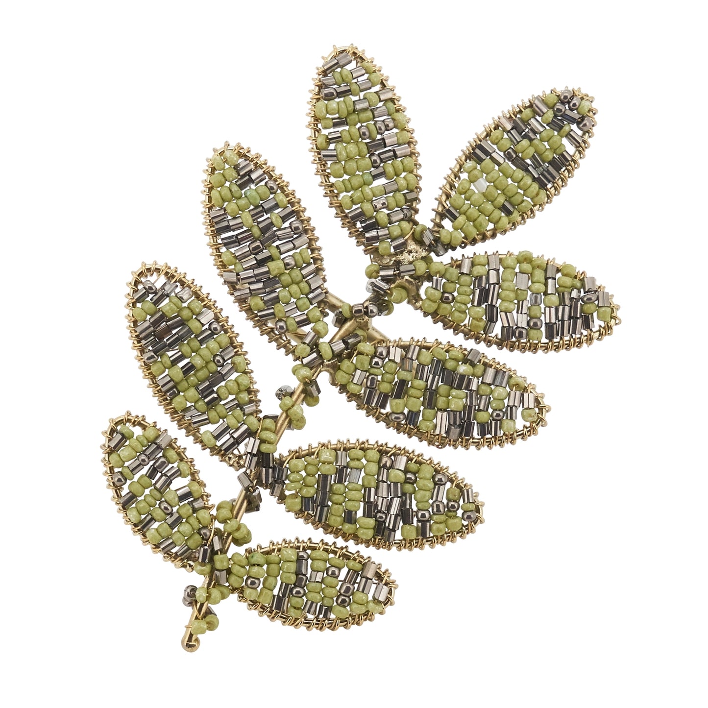 Saro Green Beaded Leaf Napkin Ring