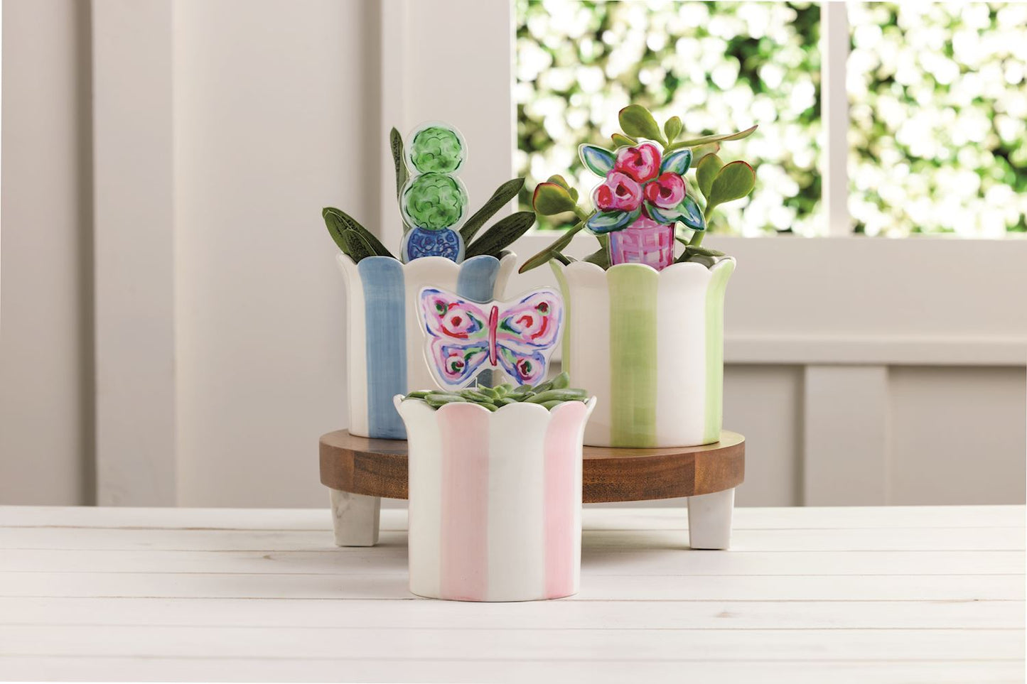 Mud Pie Pot and Plant Stake - Topiary