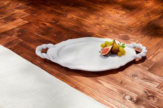 Mudpie Twisted Handle Ceramic Platter