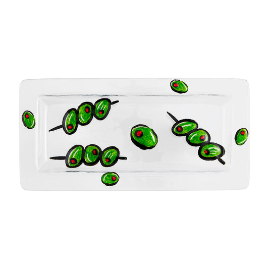 Mudpie Olive Glass Tray