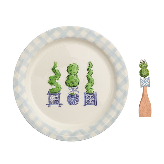 Mud Pie Platter and Spatula- Round Topiary