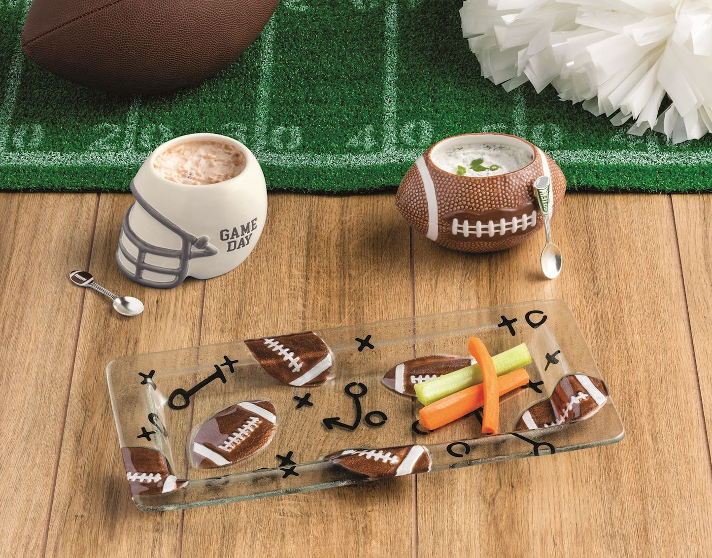 Mudpie Football Glass Tray