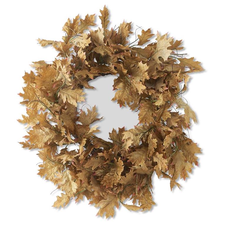 Autumn oak leaf wreath on a white background