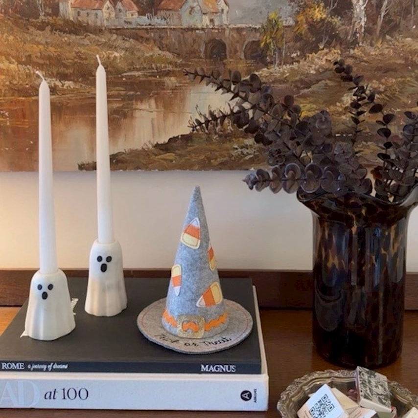 Mudpie Marble Ghost Taper Candle Holder