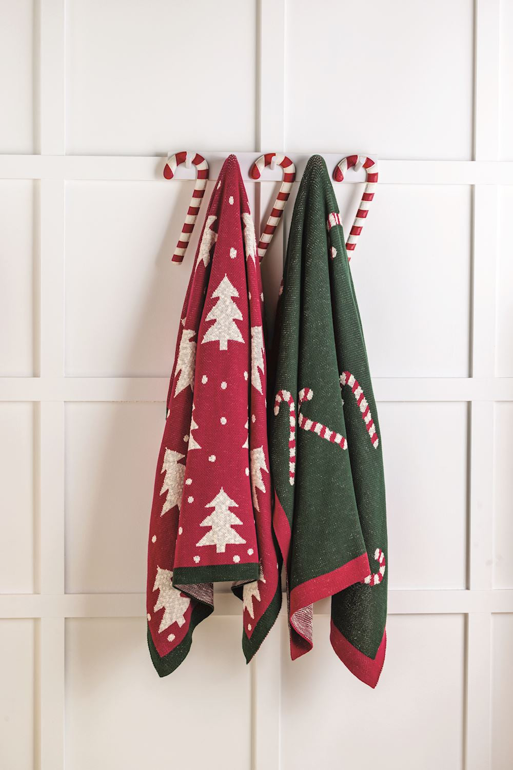 Mudpie Knit Candy Cane Throw Blanket