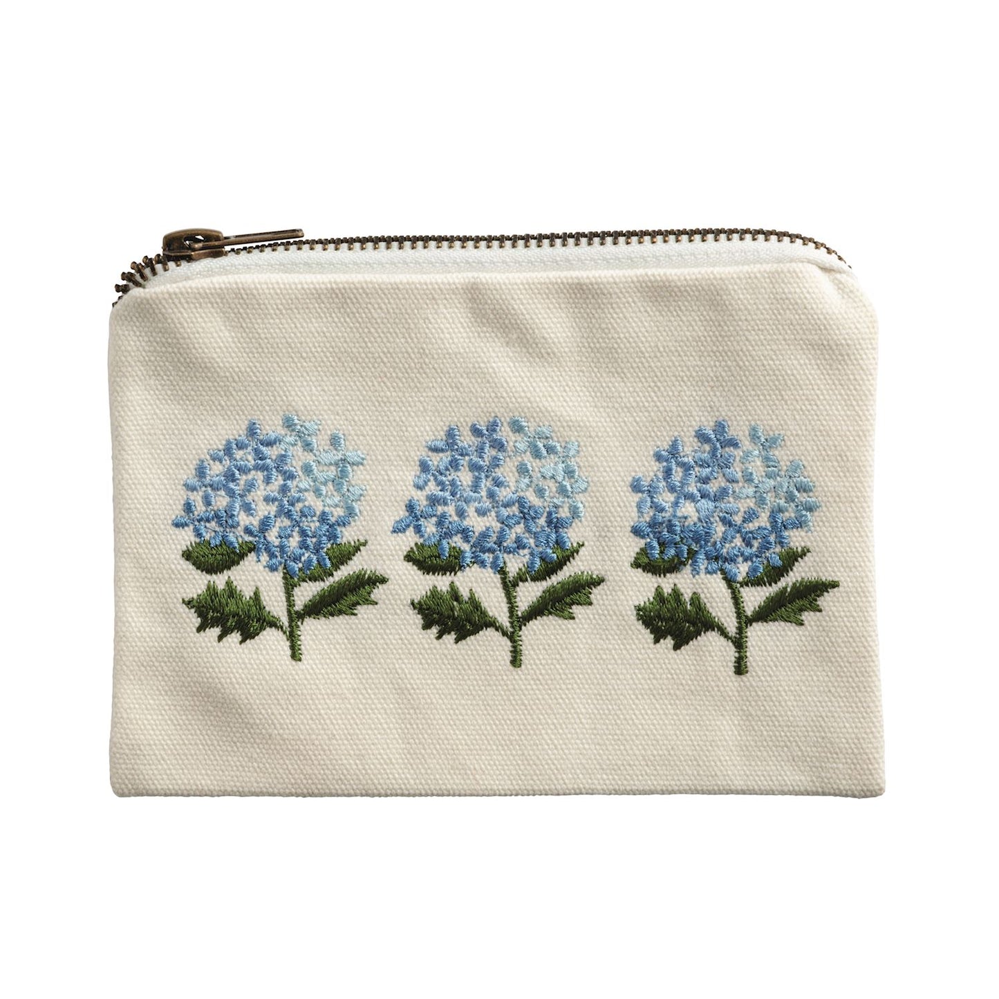 Mudpie Embroidered Zipper Pouch Hydrangea
