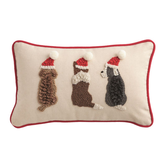 Mudpie Triple Dog Christmas Pillow